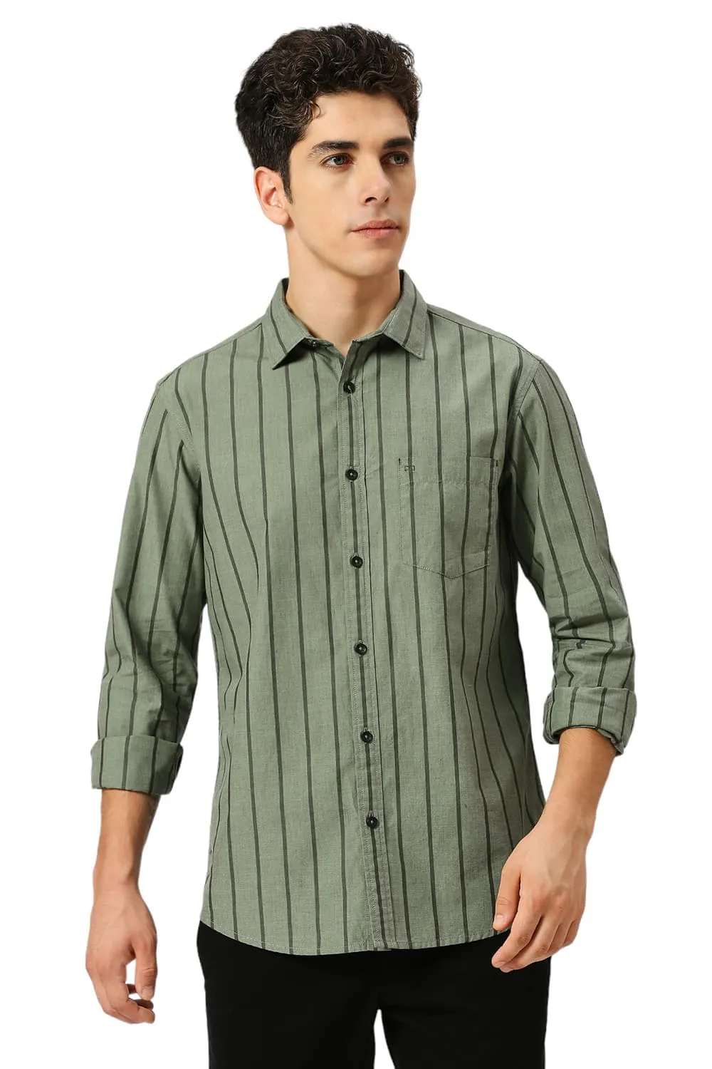 Slim Fit Cotton Fil-a-Fil Stripe Shirt