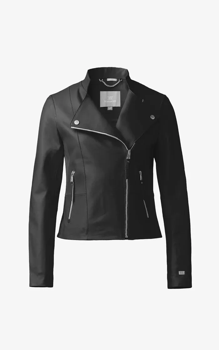 SOIA&KYO SASKIA-L - Slim-Fit Leather Jacket With Stand Collar