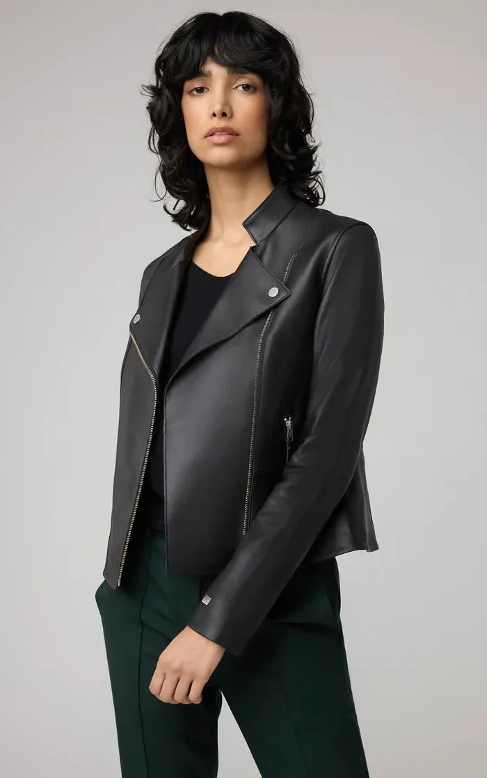 SOIA&KYO SASKIA-L - Slim-Fit Leather Jacket With Stand Collar