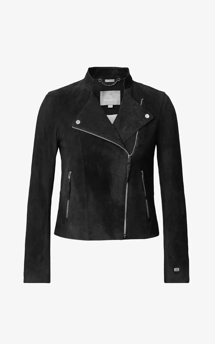 SOIA&KYO SASKIA - Slim-Fit Suede Jacket With Stand Collar