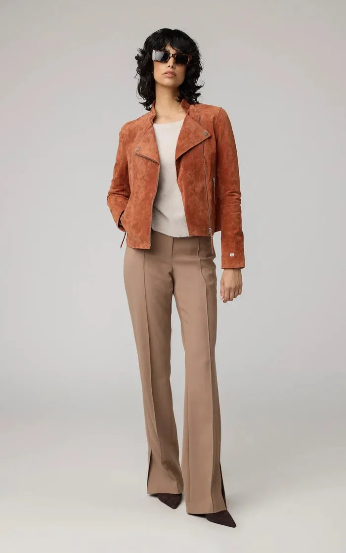 SOIA&KYO SASKIA - Slim-Fit Suede Jacket With Stand Collar