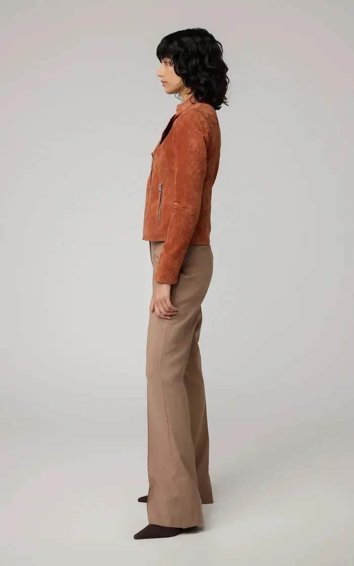 SOIA&KYO SASKIA - Slim-Fit Suede Jacket With Stand Collar