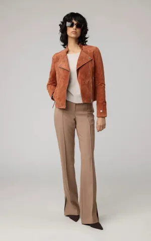 SOIA&KYO SASKIA - Slim-Fit Suede Jacket With Stand Collar