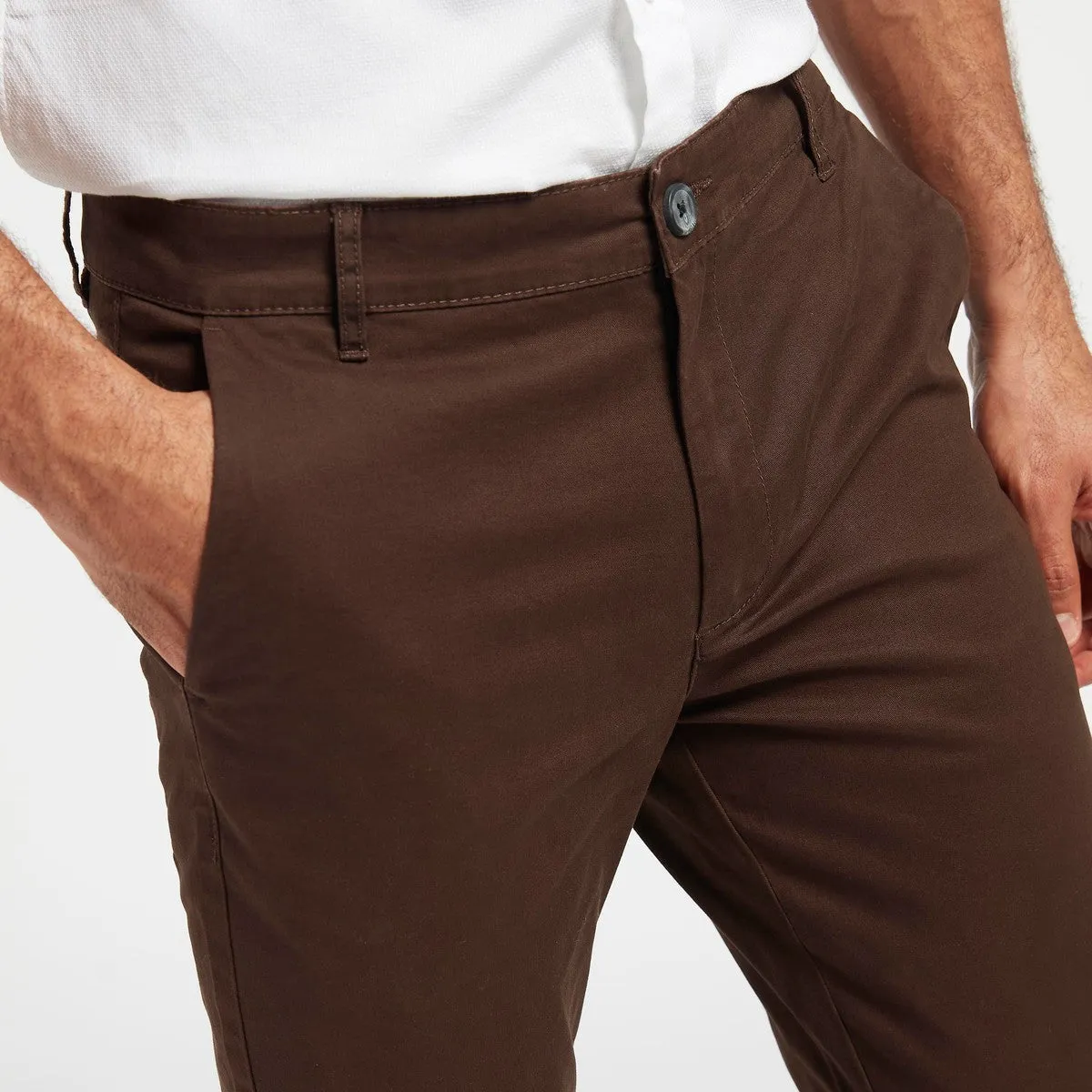 Solid Skinny Fit Chinos with Button Closure