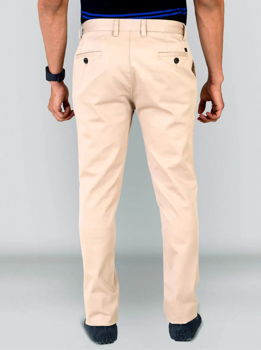 Taupe Self Textured Slim Fit Chinos | JadeBlue