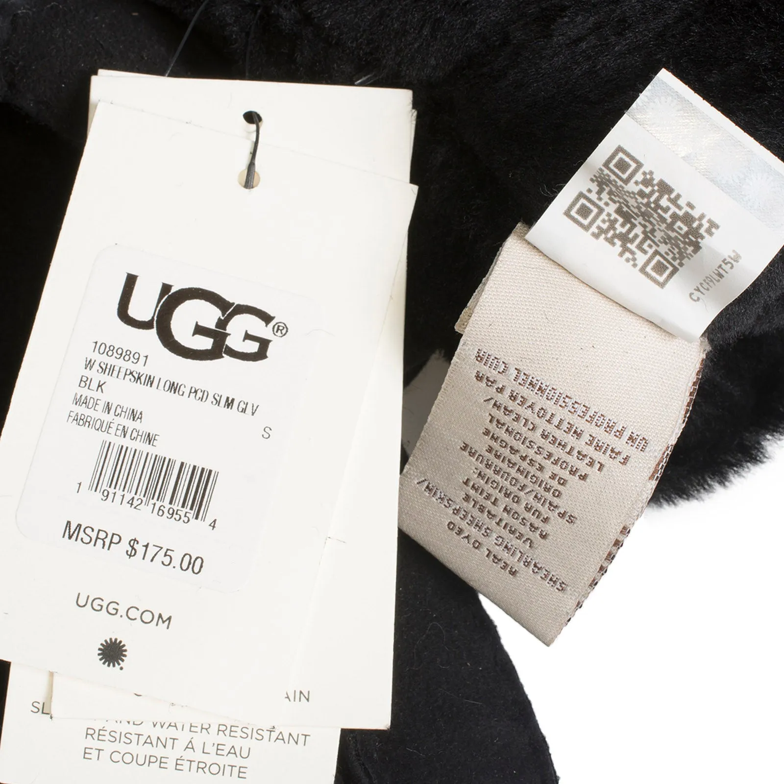 UGG Sheepsken Long PCD Slim Black Gloves - Women's