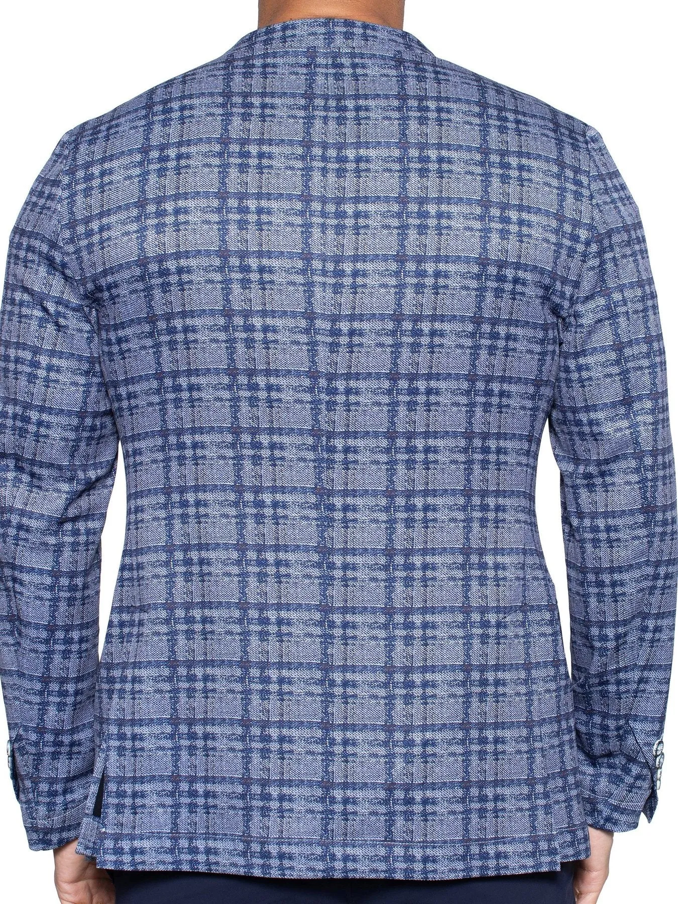 Unconstructed Faded Check Blazer - Blue