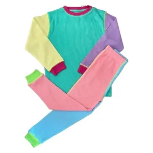 Waffle top & pants set- '90s neon