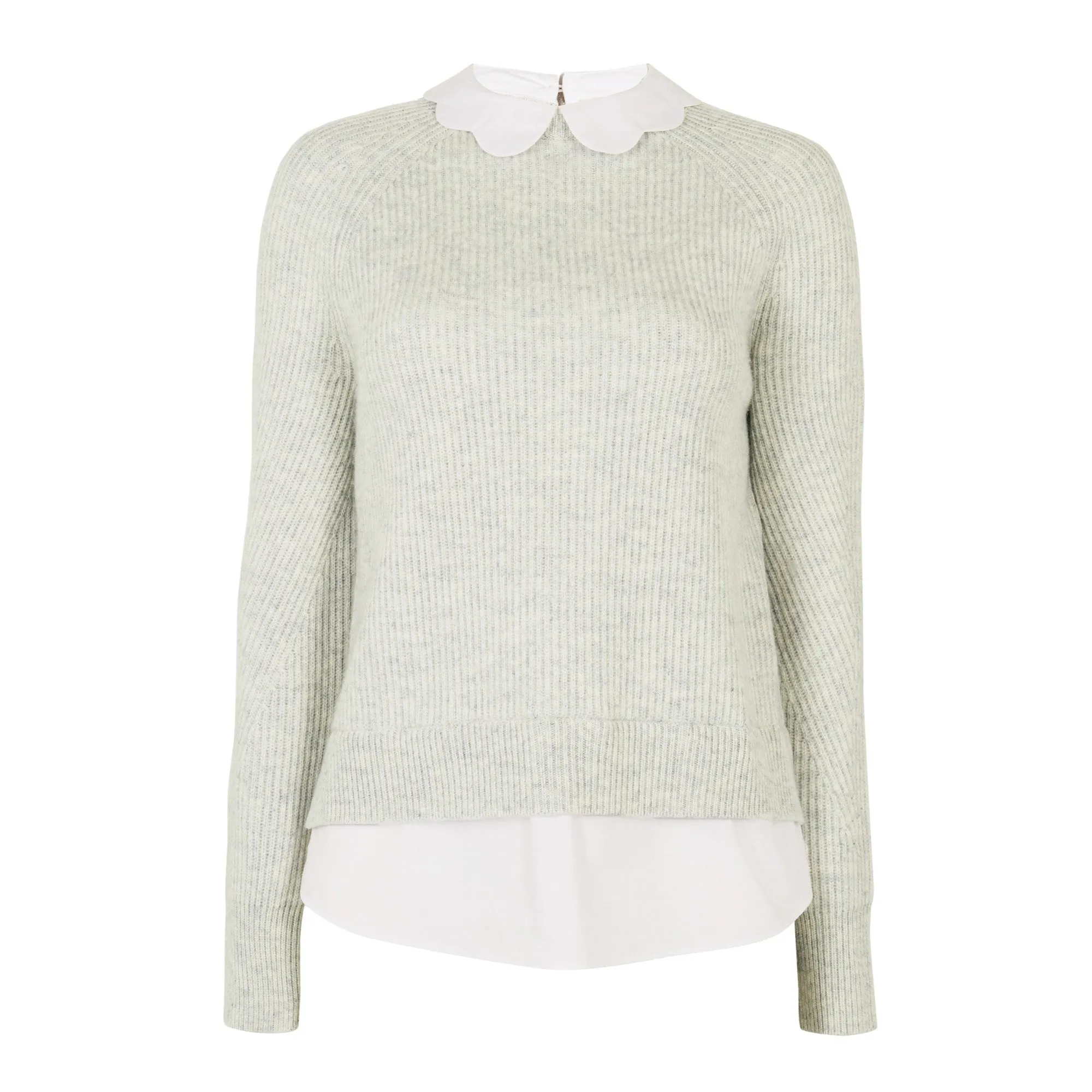 Women Uleen-Chunky Mockable Jumper - Light-Grey