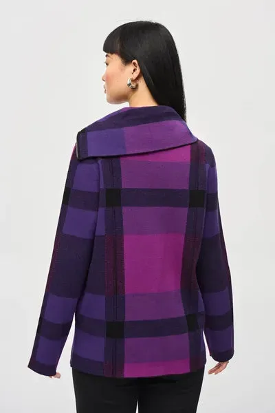 Women's Joseph Ribkoff | Plaid Jacquard Cowl Neck Sweater | Purple