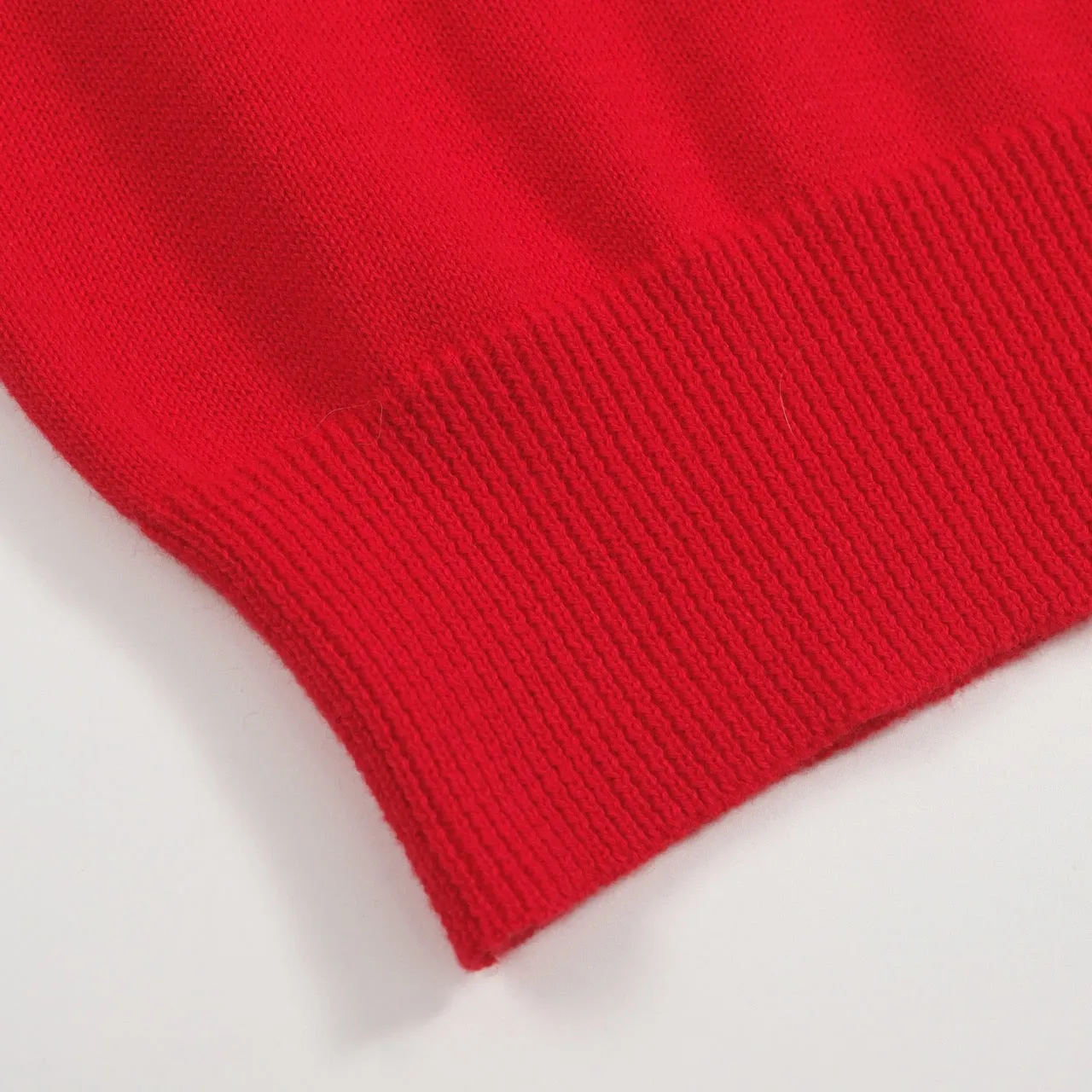 Women's red  Knitted T-shirt with Horizontal striped sleeves