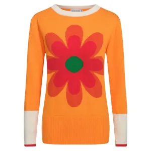 Women's yellow floral 50s knit jumper