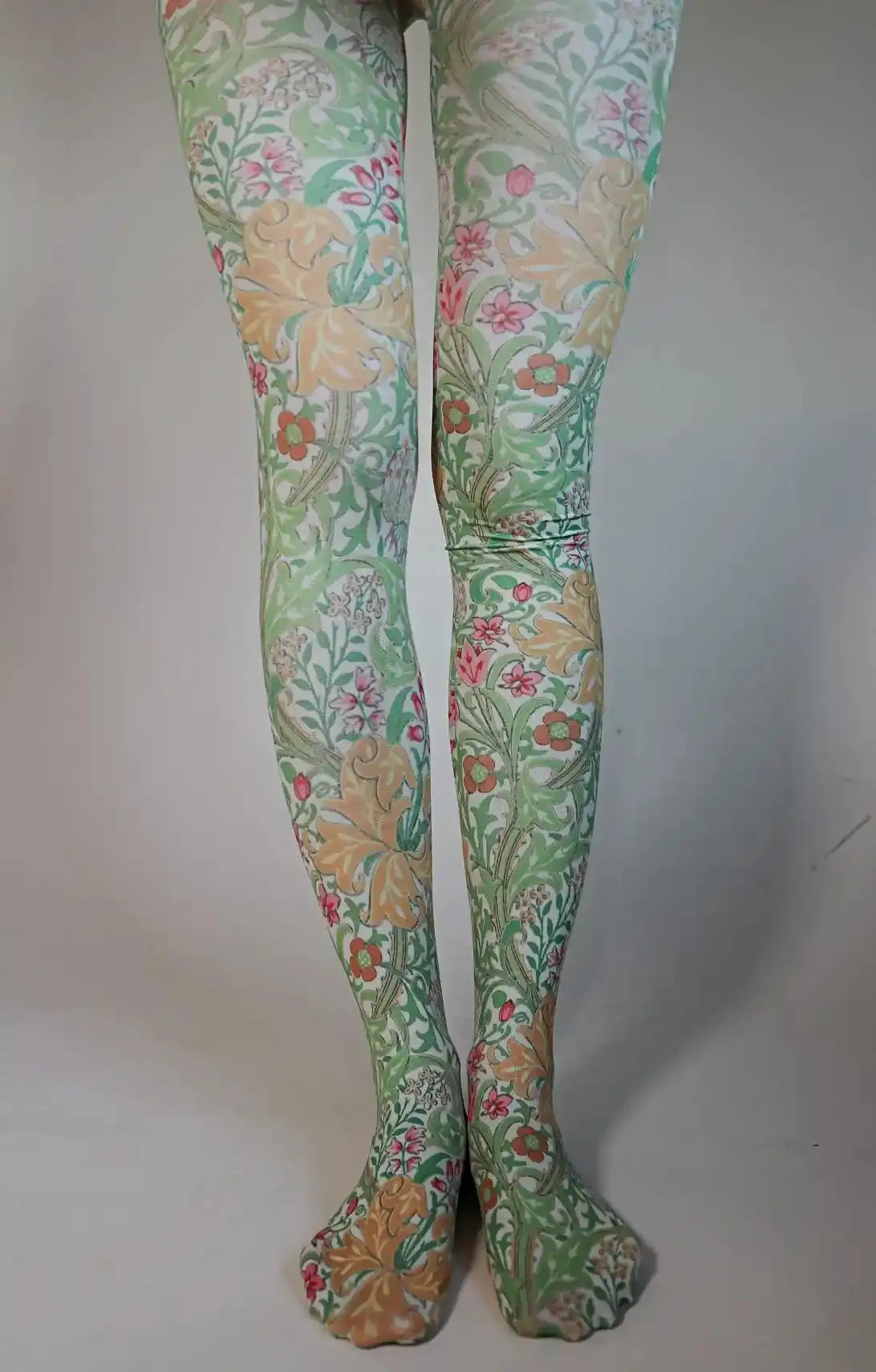 Yellow Golden Lily by WILLIAM MORRIS Printed Art Tights