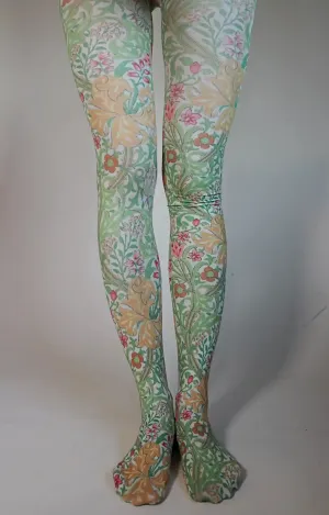 Yellow Golden Lily by WILLIAM MORRIS Printed Art Tights