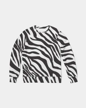 Zebra Print Men's French Terry Pullover Sweatshirt